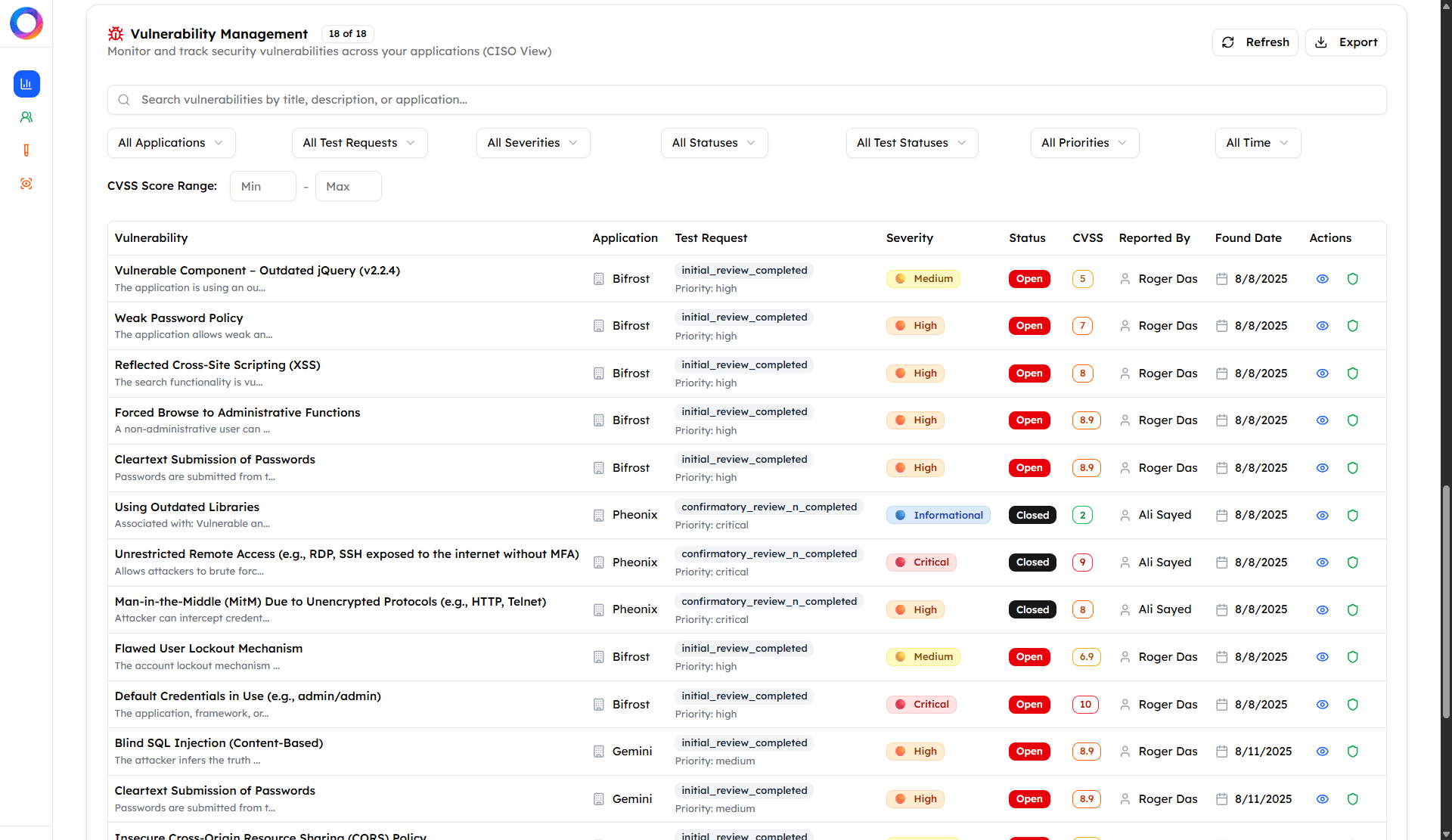 VulSphere dashboard preview 1